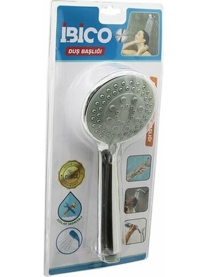 Die Grup Duş Başlığı Yuvarlak Bombeli, Kademeli Vakumlu, Krom Gövde Gri Zemin, 9.7cm Çap, 14.5cm Sap, Orta Boy