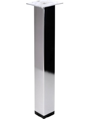 Die Grup Kare Tablalı 41 cm Krom Gümüş Metal Sehpa Masa Ayağı Dayanıklı Mobilya Destek Yükseltici Ayak Modeli