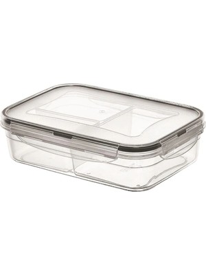 Genel Tedarik 3 Bölmeli Kilitli Kapaklı 1 Litre Erzak Saklama Kabı LC-510 BX40