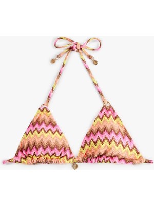 Mythriva Charm Detaylı Desenli Üçgen Bikini Üstü