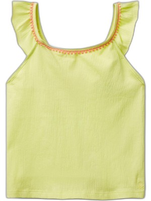 Mythriva United Colors Of Benetton Kız Çocuk Sarı Sırtı Halka Detaylı Logolu Çapraz Askılı Yuvarlak Yaka Atlet