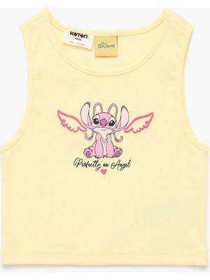 Mythriva Lisanslı Stitch Baskılı Kaşkorse Kolsuz Bisiklet Yaka Atlet