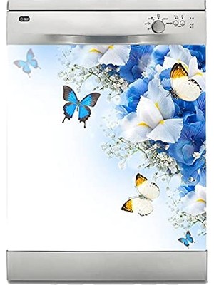 Die Grup Bulaşık Makinesi Sticker Kaplama Beyaz Eşya Kaplama Kelebek Mavi