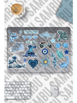 Die Grup Ms Major Selection Blue Aesthetic Sticker Etiket Seti 1 - Mavi Sticker - Laptop Notebook Telefon
