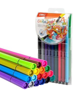 Mythriva Deli Hexagonal Plastik Kutu Keçeli Kalem 18'li Colorun