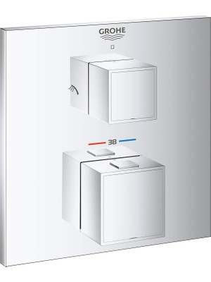 Die Grup Grohe Grohtherm Cube | Entegre 2 Yollu Geçiş ve Safestop Güvenlik Fonksiyonlu Termostat Duş Bataryası | Krom | 24154000