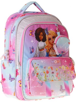 Mythriva Wow Generation Butterfly Baskılı (Turkuaz - Pembe) Kız Çocuk Ilkokul Çantası - Günlük Sırt Çantası - W6074
