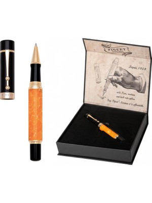 Mythriva Piguet Genève – Lüks ve Ergonomik Dolma Kalem & Tükenmez Kalem – Taurus Serisi – Alman M Uç, Altın Kaplama – Evrensel Refill ve Kartuş, Doldurulabilir Pompa, Hediye Kutulu (Tükenmez Kalem, L'orange)