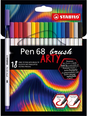 Mythriva Stabılo Pen 68 Brush Arty - Keçe Uçlu Boya Kalemi - 18'li Paket - Çeşitli Renkler