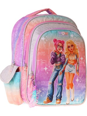 Mythriva Wow Generation Kız Çocuk Star Desenli (Pembe - Mor) Ilkokul ve Günlük Sırt Çantası (Üç Bölmeli) - W6033