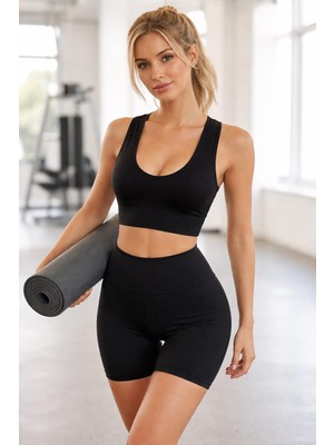 Mythriva Doremi Seamless Dikişsiz U Yaka Spor Büstiyer Siyah