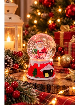 Ls LED Işıklı Yeni Yıl Kar Küresi 7 cm Mini Yılbaşı Dekoratif Biblo Noel Baba 2027 Yeni Yıl Hediyesi
