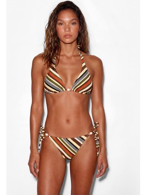 Vionna Yan Bağlamalı Ipli Çizgili Bikini Alt