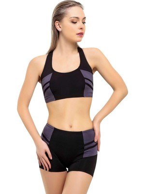 Vionna Modelli Şeritli Şortlu Yüzücü Bikini ARGISA-5522