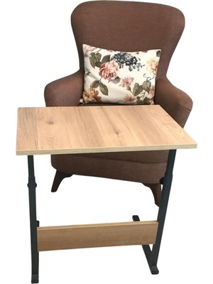Vionna Sağlam Metal Gövdeli Tekerlekli Laptop Sehpası 60X40 cm – Yükseklik Ayarlı, Stabil ve Ergonomik Çalışma Masası (Atlantik Çam)