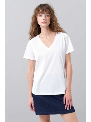 ROMAN Basic V Yaka T-Shirt Beyaz K2454101_002