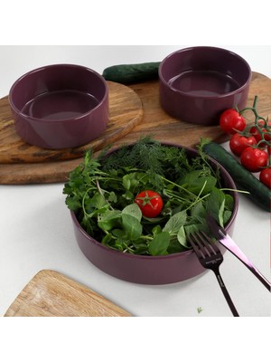 Vionna Keramika Mor Stackable Salata/çerez Seti 3 Parça