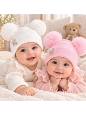 Mini Boncuk Miniboncuk Ponponlu 2li Kışlık Kaşkorse Bere