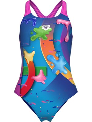 Şanal Arena Inventive Swimsuit Swim Pro Back Kız Çocuk Mayo, 14-15 Yaş, 010717889, Neon Blue Pink, Kız Çocuklar