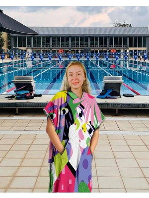 Şanal Sporsuit Yuku Unisex Yüzücü Antrenman Deniz Havuz Kapüşonlu Arena Yaz ve Kış Şampiyonaları Için Panço Havlu