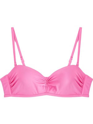 Şanal Drape Detaylı Çıkarılabilir Askılı Straplez Bikini Üstü