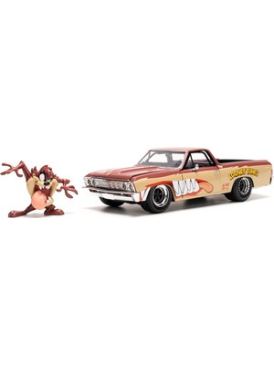 Şanal Jada Looney Tunes 1:24 1967 Chevy El Camino Döküm Araba ve 2.75 Inç Tazmanya Şeytan Figürü, Çocuklar ve Yetişkinler Için Oyuncaklar