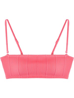 Şanal Dokulu Straplez Bikini Üstü