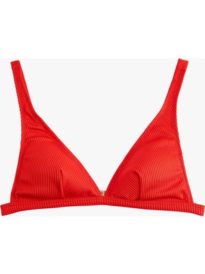Şanal Dokulu V Yaka Bralet Bikini Üst
