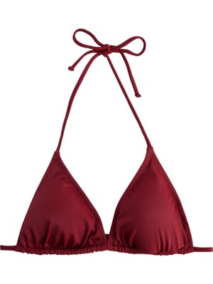Şanal Boyundan Bağlamalı Üçgen Bikini Üstü