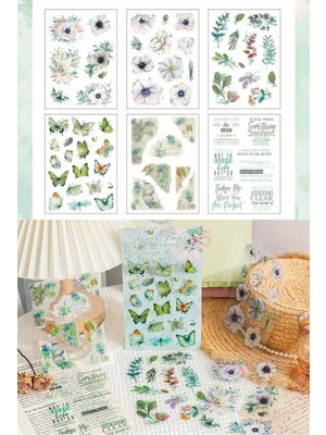 Şanal Kolbi Craft 6 Sayfa 60 Adet Şeffaf Büyük Beyaz Çiçek Sticker Bullet Journal Scrapbook Laptop Ajanda Planlayıcı