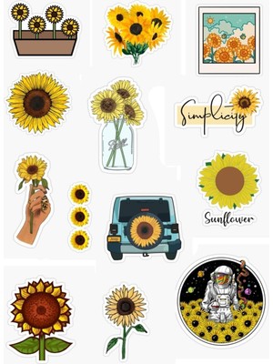Şanal Ms Major Selection Ayçiçeği -Sunflower Tasarımlı Sticker Seti - Telefon ve Bilgisayar, Laptop Yüzeylerine Uygun