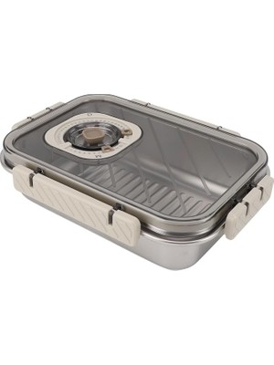 Şanal Mallart® Paslanmaz Çelik Saklama Kabı, Tarih Indikatörlü Sızdırmaz Bento Yemek Kabı, Kilitli Kapaklı Ev Akıllı Gıda Koruyucu Sefer Tası (1lt Dikdörtgen)