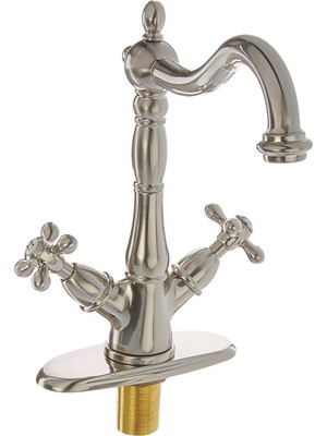 Şanal Kingston Pirinç KS1438AX 10 cm Merkez Set Lavabo Musluğu, Fırçalanmış Nikel, 6-1/2 Inç Musluk Erişimi