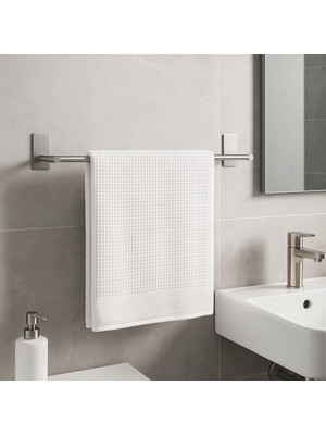 Şanal Deconox Paslanmaz Çelik Havluluk 45 Cm, 304 18/10 Çelik Yapışkanlı Duvar Havlu Askısı, Vidasız Deliksiz Banyo ve Mutfak Havluluğu, Gümüş