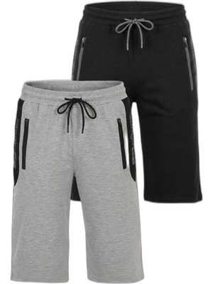 Şanal Slazenger Neacel 2 Li Set Erkek Siyah - Lacivert Şort