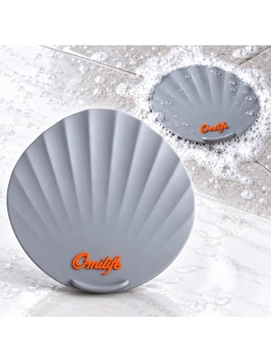 Şanal Omilife Koku ve Böcek Önleyici Gider Kapağı, Silikon Drenaj Tıkacı, Gider Koruyucu Tıpa, Banyo, Mutfak, Balkon, Lavabo Için Uyumlu Su Sızdırmaz Gider Tıkacı Deniz Kabugu Gri