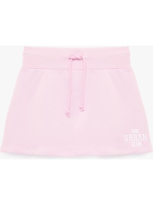 Şanal Beli Bağcıklı Slim Fit Nakışlı Mini Spor Şort Etek