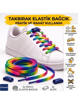 İpekbazaar Takbırak Lastikli Ayakkabı Bağcığı Bağlanmayan Akıllı Pratik Bağcık, Bot, Çocuk, Spor.. Için Uygun