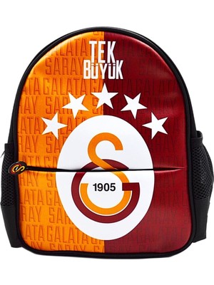 Galatasaray 2 Bölmeli 5 Yıldızlı Tek Büyük Suni Deri Anaokulu Sırt Çantası (25684)