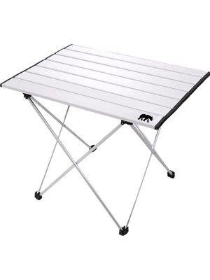 Kamp Ayısı® Küçük Alüminyum Katlanabilir Kamp ve Piknik Masası, Çantalı, Gri