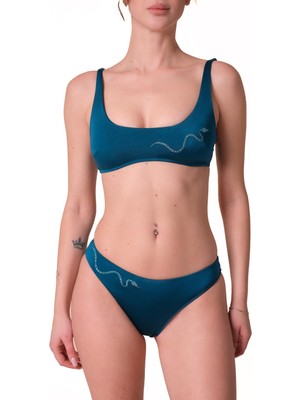 Myg Plus Soglıola Bikini Takımı | Retro Stil, Ayarlanabilir Askılar, Çıkarılabilir Kaplı Yüzücü Bikini Takımı (Zümrüt Yeşili, 38)