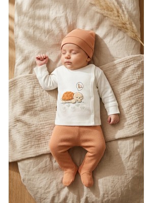Yelena Turtle Hug %100 Pamuklu 3’lü Yenidoğan Bebek Takımı 0-3 Ay - Yan Çıtçıtlı Üst, Patikli P