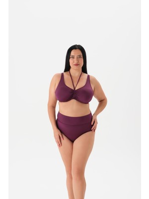 Myg Plus Eros Kadın 4055BK Balenli Toparlayıcı Bikini Tk. Bordo 52