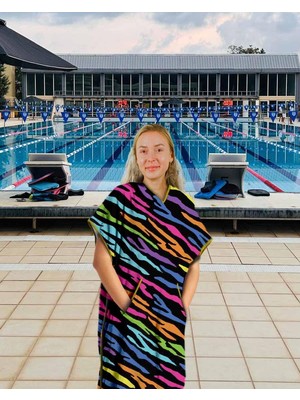 Myg Plus Sporsuit Tanor Unisex Yüzücü Antrenman Deniz Havuz Kapüşonlu Arena Yaz ve Kış Şampiyonaları Için Panço Havlu