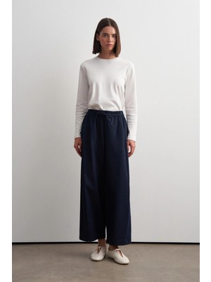 Kadriye Baştürk Barrel Gabardin Pantolon Lacivert