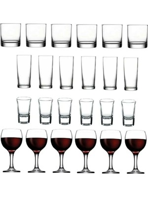 Myg Plus Pasabahce 24 Parça Istanbul Viski Rakı Shot ve Şarap Bardağı Seti 4439KTNRKS67363.