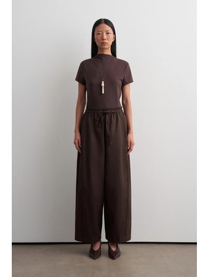 Kadriye Baştürk Barrel Gabardin Pantolon Kahverengi