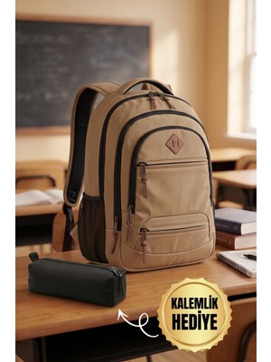 Myg Plus GK19 Unisex Okul Sırt Çantası Öğrenci Günlük Seyahat Tatil Spor Yürüyüş Seyahat Gezi Kamp Günlük Camel