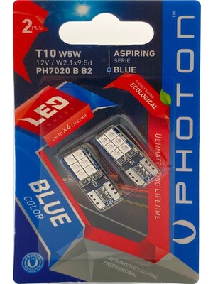 Myg Plus Photon Ampul T10 W5W 6+6 Mavi LED (2'li Blister) - Pht PH7020 B B2