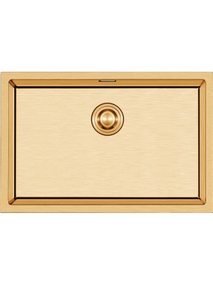 Myg Plus Crauf Stella Premium El Yapımı Tek Gözlü 304 Paslanmaz Çelik Mutfak Evyesi 54 cm x 44 cm Ipeksi Altın
